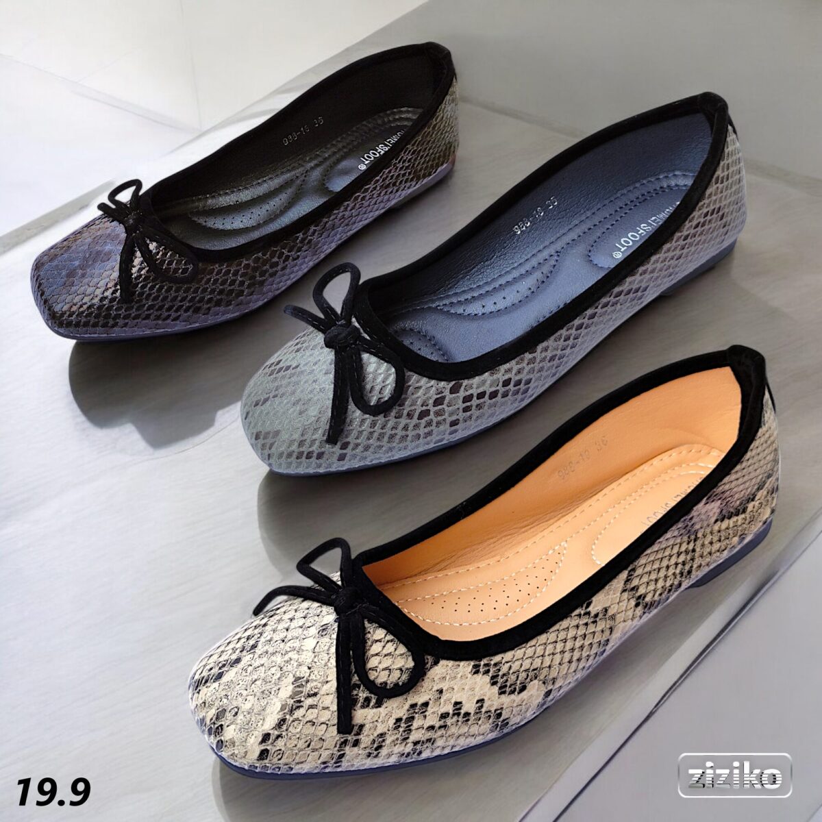 LA2120 (1) Snake print women's shoes flat square toe large size comfortable soft sole toe shoes LA2120 - Image 1