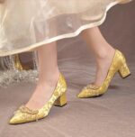 Gold heels for women's - Heels Variants LA1495