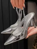New french pointed silver high heels LA279 - Image 5