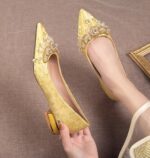 Gold heels for women's - Heels Variants LA1495 - Image 4