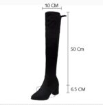 Over-the-Knee Boots Women's Slim Elastic Boots Mid-Heel High LA5596 - Image 3