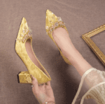 Gold heels for women's - Heels Variants LA1495 - Image 2