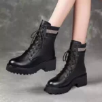 Real soft leather thick-soled Martin boots for women