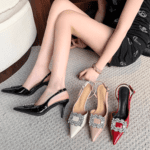 Summer niche pointed toe high-end rhinestone single shoes LA712 - Image 6