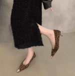 Kitten heel pointed leopard print Shoes LA686