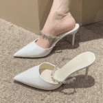 Fairy gentle French style stiletto pointed heel half shoes LA714 - Image 2