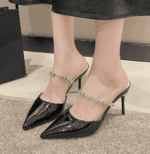 Fairy gentle French style stiletto pointed heel half shoes LA714