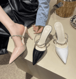 Fairy gentle French style stiletto pointed heel half shoes LA714 - Image 4