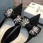 Rhinestone bow French shoes with skirt Women's shoes LA688 - Image 3