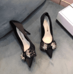 Rhinestone bow French shoes with skirt Women's shoes LA688 - Image 5