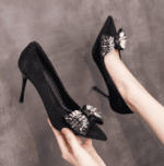 Rhinestone bow French shoes with skirt Women's shoes LA688