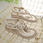 New 2025 Cross-border flat-soled clip-on rhinestone comfortable sandals for women - Image 6