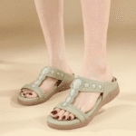 New 2025 Bohemian rhinestone slippers comfortable latex massage thick-soled large size flat shoes - Image 4