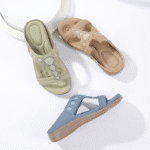 New 2025 Bohemian rhinestone slippers comfortable latex massage thick-soled large size flat shoes - Image 2