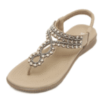 Sandals Bohemian rhinestones comfortable round toe seaside flat shoes