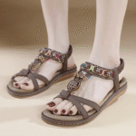 New Summer 2025 Cross-border Bomicia Rhinestone Comfortable Leisure Beach Flat Sandals for Women