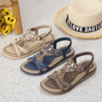 New Summer 2025 Cross-border Bomicia Rhinestone Comfortable Leisure Beach Flat Sandals for Women - Image 5