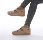 Autumn 2025 new European and American single shoes wedge heel sewing light Velcro hollow mother shoes - Image 3