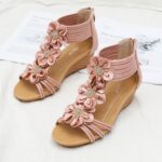 Ximia ethnic style wedge heels thick bottom with skirt summer new flower Roman shoes - Image 4