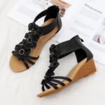 Ximia ethnic style wedge heels thick bottom with skirt summer new flower Roman shoes - Image 5
