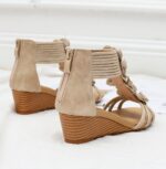Ximia ethnic style wedge heels thick bottom with skirt summer new flower Roman shoes - Image 2