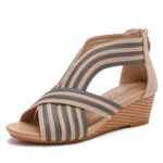 Wedge heel sandals women 2025 Fish mouth Bohemian Roman sandals - Image 5