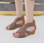 Wedge heel sandals women 2025 Fish mouth Bohemian Roman sandals