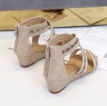 Wedge heel women's summer non-slip one-strap open-toe Roman shoes with back zipper - Image 5