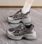 Daddy shoes for women 2025 autumn new mesh breathable retro versatile thick bottom heightened comfortable casual sports shoes