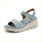 Summer 2025 Amazon New Rhinestone Velcro Wedge Heel Casual Lightweight Large Size Women's Sandals - Image 7