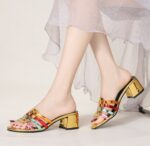 Braided hollow sandals cross-border thick heel - Image 3