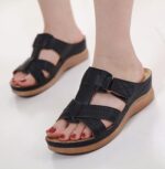New 2025 European and American sandals for women, cross-border sewing mother’s shoes, large size sandals wedge heel slippers, one piece drop shipping - Image 4