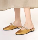 French rhinestone half-slippers for women