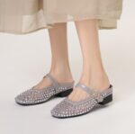 Mesh diamond design breathable closed toe Shoes for women