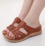 New 2025 European and American sandals for women, cross-border sewing mother’s shoes, large size sandals wedge heel slippers, one piece drop shipping - Image 3