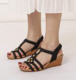 Ximia women's wedge retro woven beaded Roman shoes - Image 3