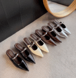 2025 new style elegant skirt-matching French mule with inner height-enhancing closed-toe half-Shoes for women - Image 6