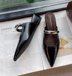 2025 new style elegant skirt-matching French mule with inner height-enhancing closed-toe half-Shoes for women - Image 8