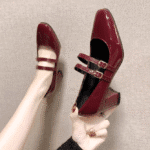 Burgundy Korean style women's shoes 2025 - Image 4