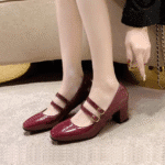 Burgundy Korean style women's shoes 2025
