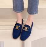 2025 spring new French design loafers, low heel suede moccasins