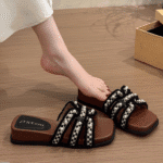 French pearl small fragrance style thick bottom wedge heel - Image 6