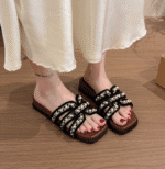 French pearl small fragrance style thick bottom wedge heel