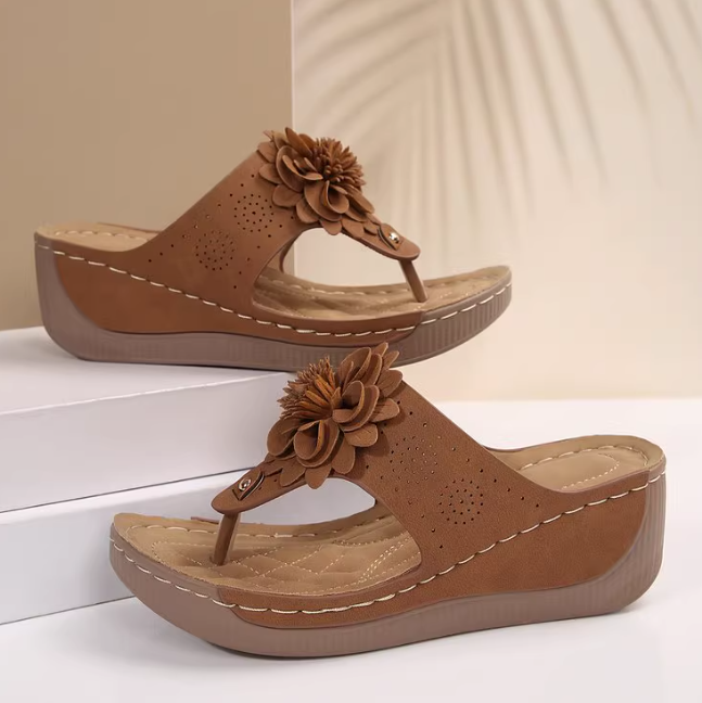 Screenshot 2025-09-27 190133 Summer new style flip flops wedge heel casual breathable flower sandals slippers for outdoor wear beach seaside vacation slippers LA2406 - Image 1