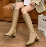 Autumn and winter new high-heeled boots square toe thick heel 2025 - Image 2