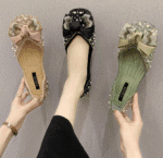 Women's flat shoes with bows, fairy style, new spring 2025 style, versatile shallow mouth loafers to match skirts and sandals - Image 2