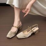 2025 Summer New Style Slip-on Closed-toe Sandals for Women, Elegant Chunky Heel, Comfortable and Perfect for Skirts - Image 2