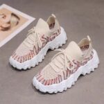 Women's chunky knit sneakers, trendy 2025 spring/summer style, thick-soled platform sock shoes, versatile casual sports shoes. - Image 6