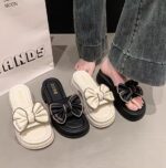 2025 New Women's Slippers, Versatile, Thick-Soled, Summer Bow-Tie, Heeled, Fashionable High-Heeled Sandals - Image 6