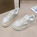 2025 New Style Petite Women's Height-Increasing White Sneakers, Summer Style, Mesh Breathable Thin Thick-Soled Sneakers - Image 4